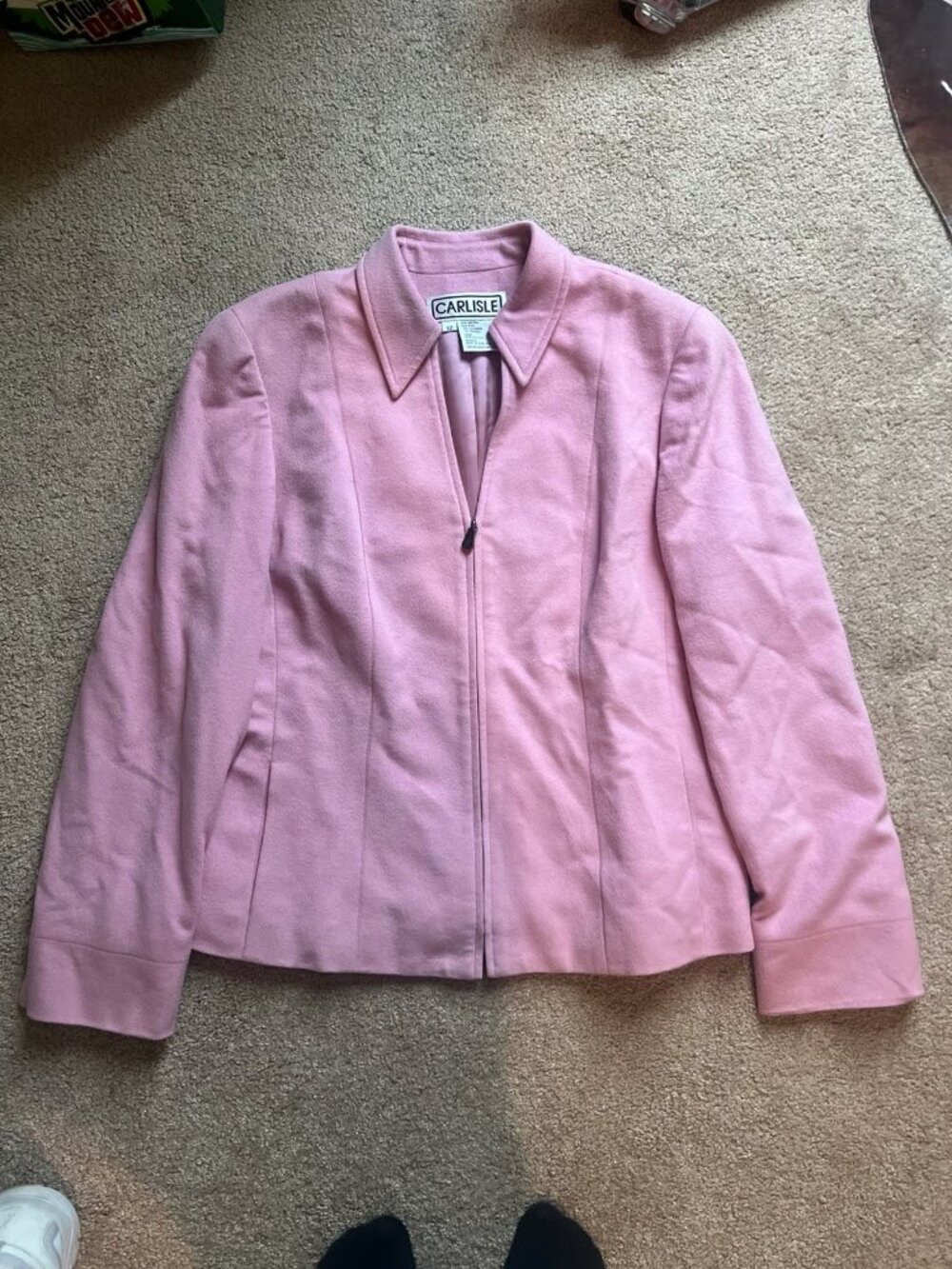 Carlisle Vintage Pink Womens Angora and Wool Zip Up Jacket Size 12